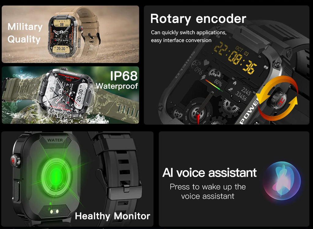 Military Smart Watch Men GPS Tracker Wireless Call Fitness Hours Waterproof Sports Smartwatch for Women Android IOS Phones 2025