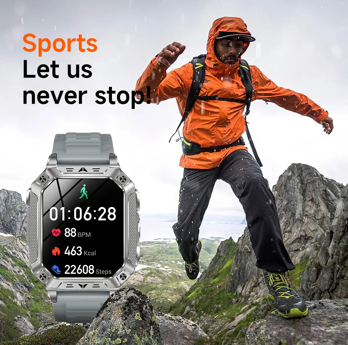 2026 Military 5ATM Waterproof Smart Watch Men 1400mAh Battery GPS Tracks 2.01" HD AMOLED Bluetooth call Sport Fitness Smartwatch