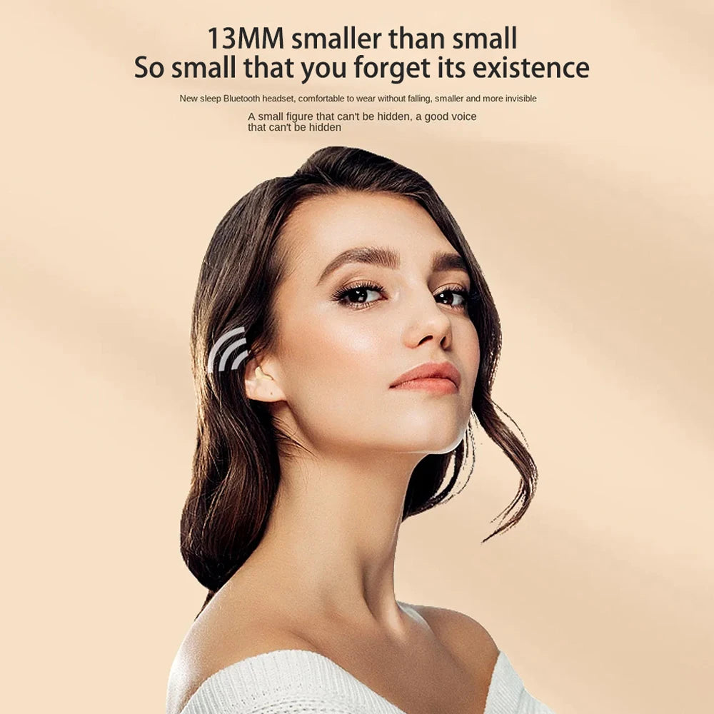 Invisible Sleep Mini Headphones Bluetooth TWS Wireless Earphones with Microphone Noise Cancelling In-Ear Earbuds Sports Headset