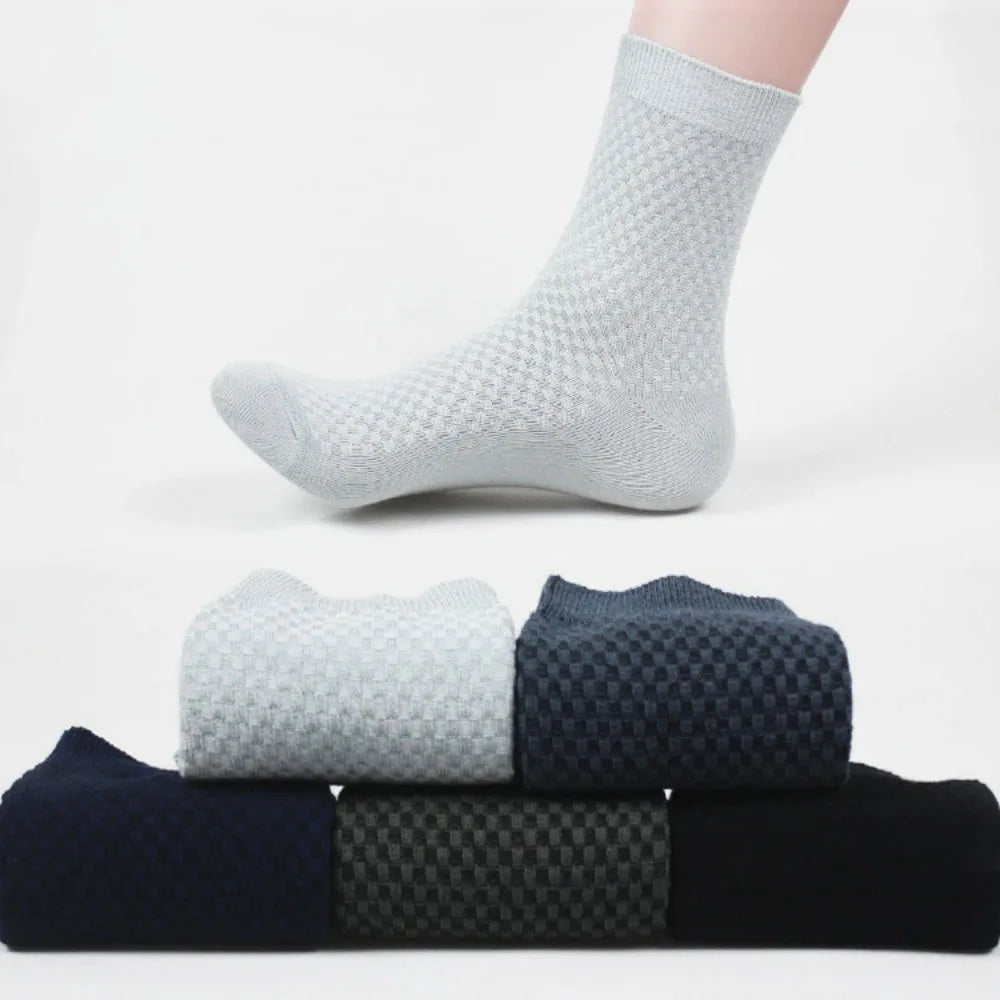 Bamboo Fiber Men Socks 5Pairs/Lot New Classic Business Long Socks Summer Winter Casual Man Dress Sock