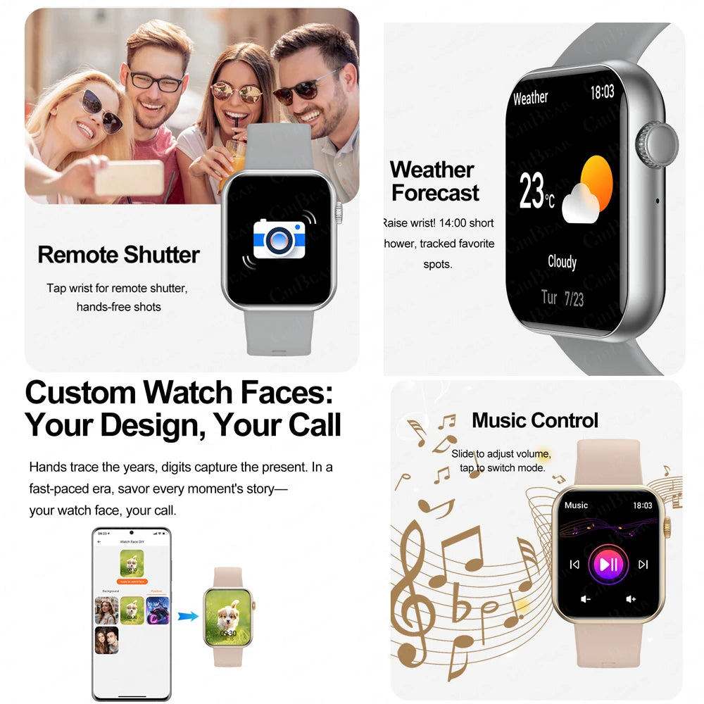 Bluetooth Call Smart Watch Women Health Monitor Watch Customizable Dial Fitness Sports Waterproof Watch Men Android IOS 2025 New