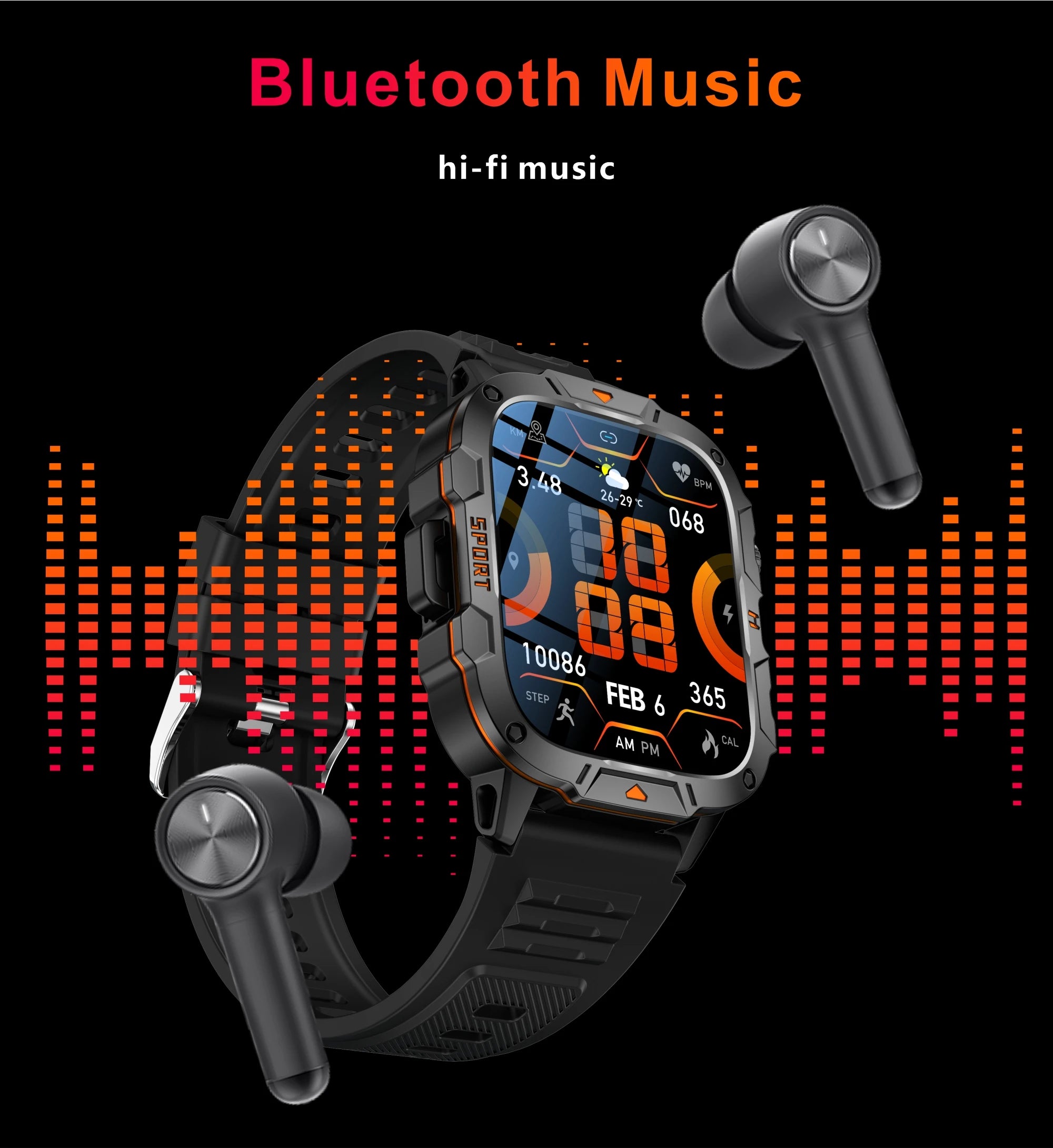 2025 New Military Grade Smart Watch Men 1.96" AMOLED Screen 5ATM Waterproof Simming Sports Fitness Tracker BT Call Smartwatches