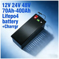 LiFePO4 Battery 12V 24V 48V 70Ah-400Ah | Deep Cycle Lithium Iron Phosphate Battery with Charger | Perfect for Solar Panel System
