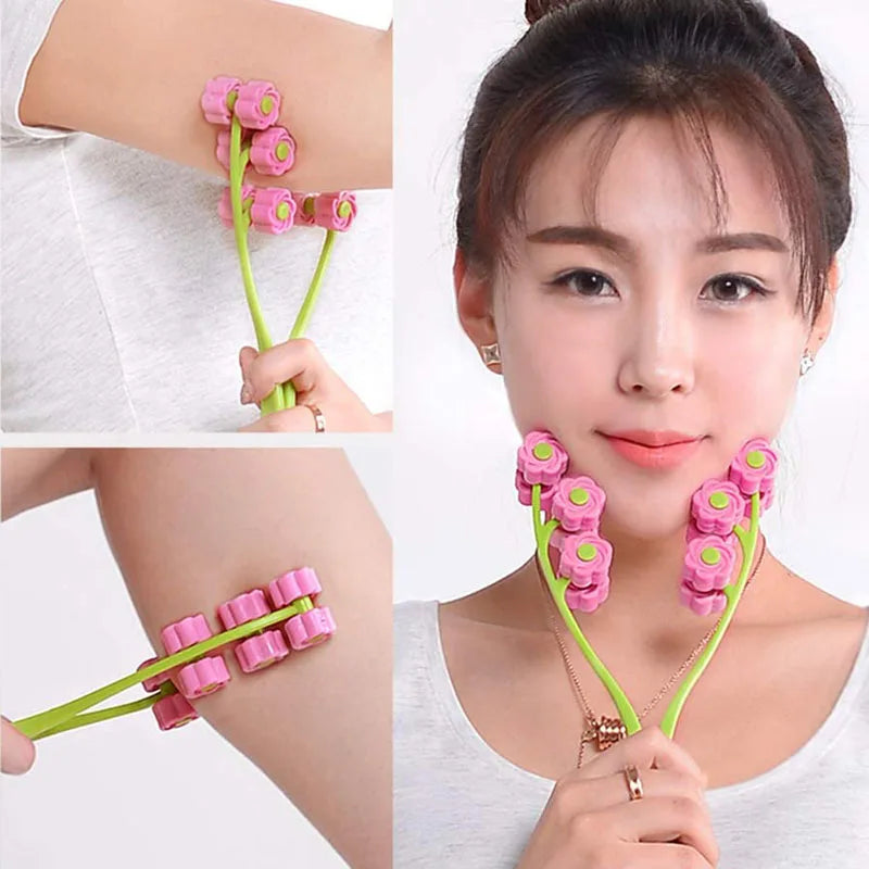 Facial Massager Roller Portable Flower Shape Anti Wrinkle Face-Lift Slimming Face Relaxation Massage Roller Beauty Tools Hot