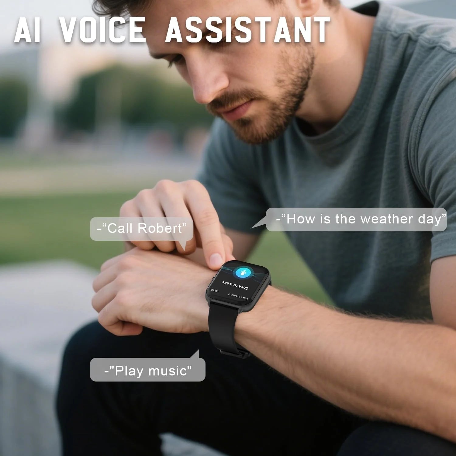 Smart Watch Men Women 1.95" HD ouch Screen Bluetooth Voice Call Heart Rate Monitoring Fitness Sports Tracker 100+ Sports Modes