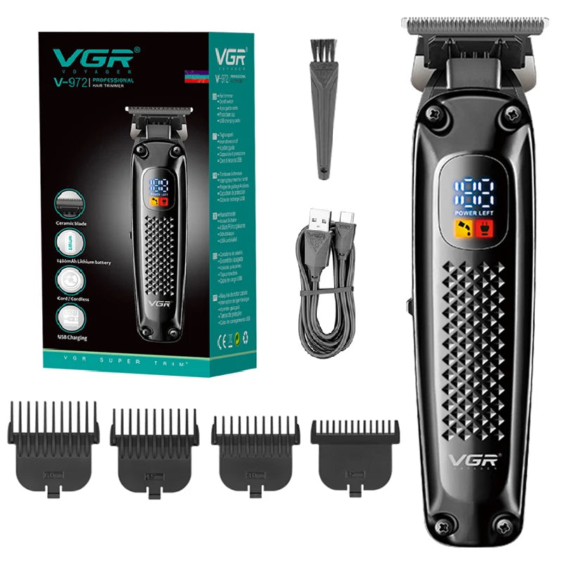 Original VGR Cordless Professional Hair Trimmer For Men Beard Trimmer USB Electric Hair Clipper Edge Razor Hair Cutter Machine