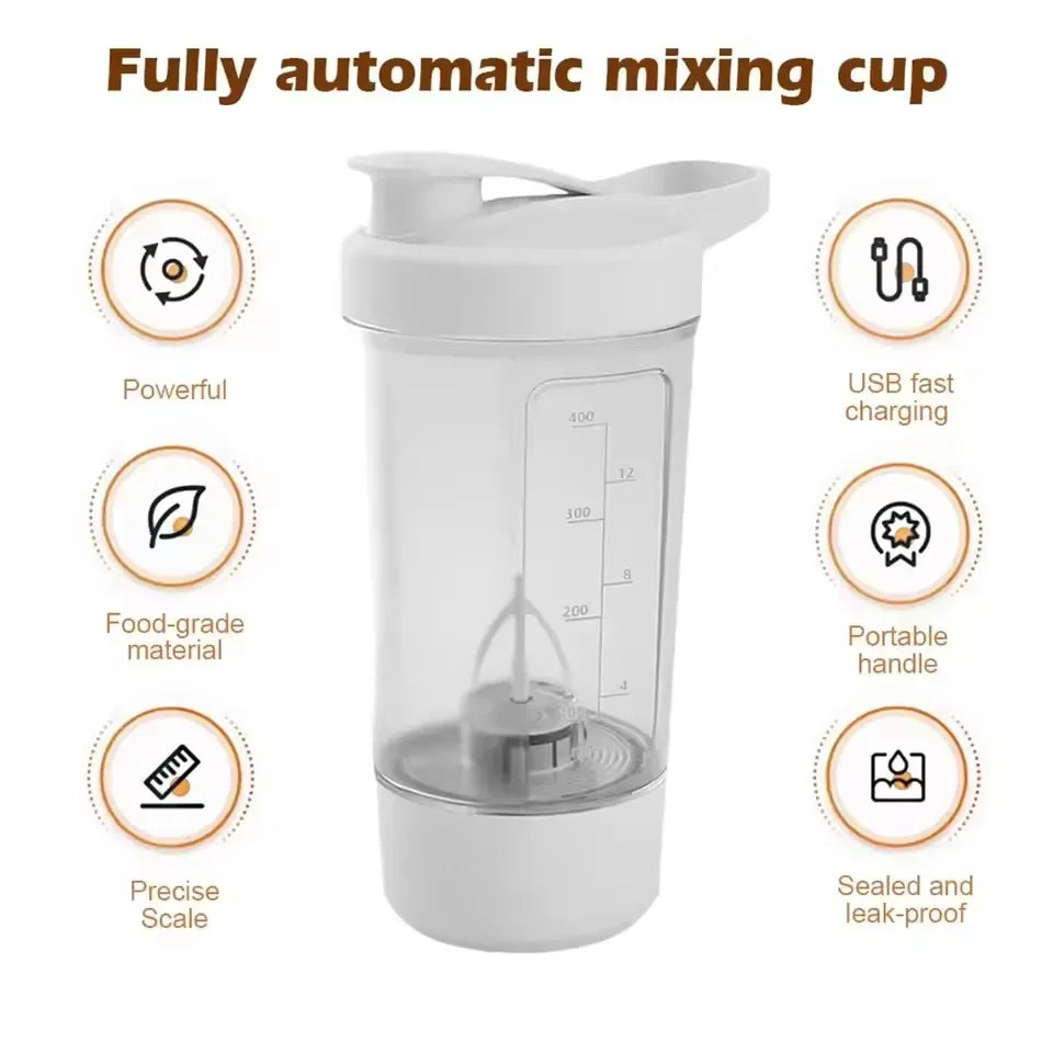 USB Rechargeable TransparentFood-Grade PP Material with Measurement Markings, Perfect for Coffee,Protein Shakes
