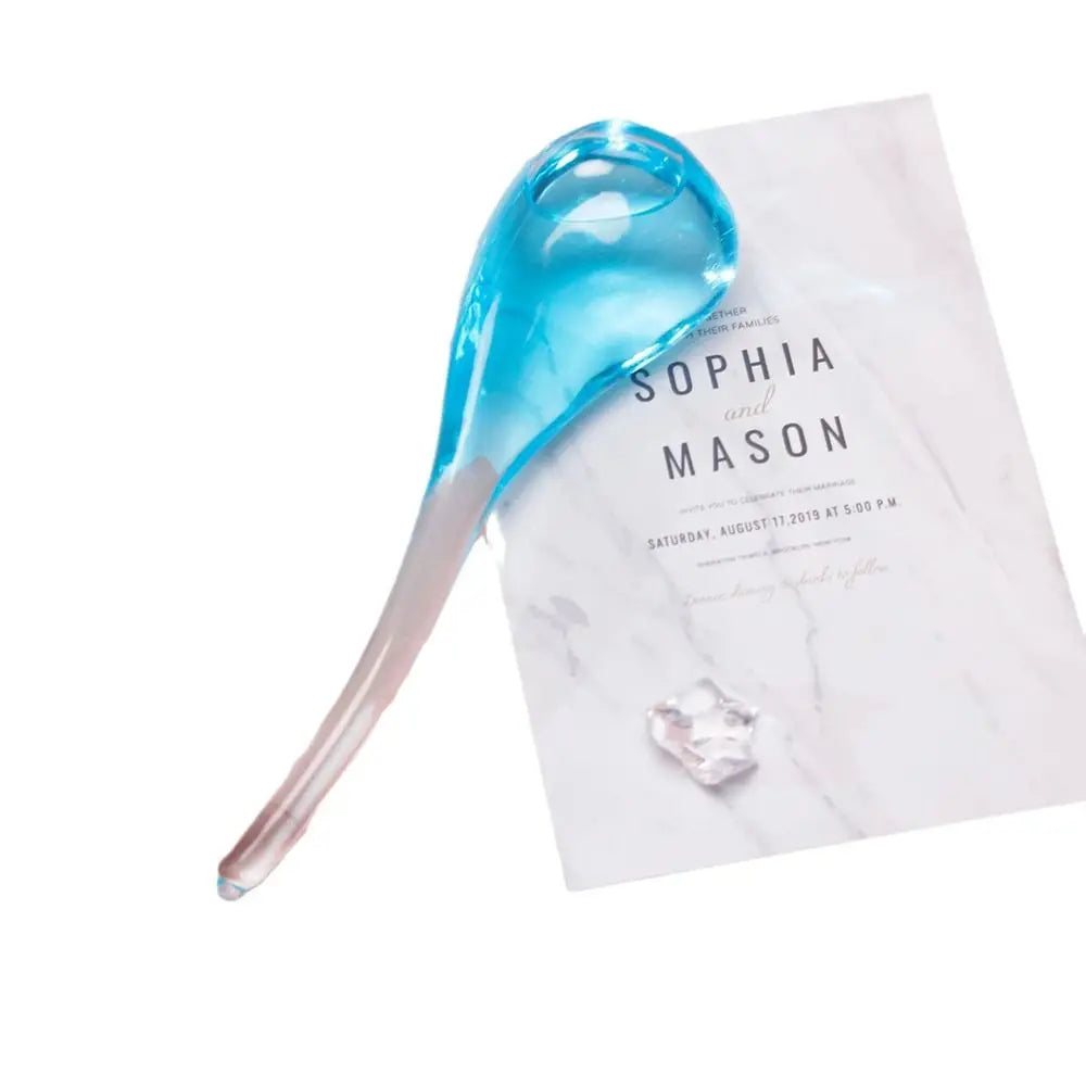 Glass Facial Massager Reusable Reduce Puffiness Skin Care Tools Portable with Glitter Powder Freezer Ice Globes Tool