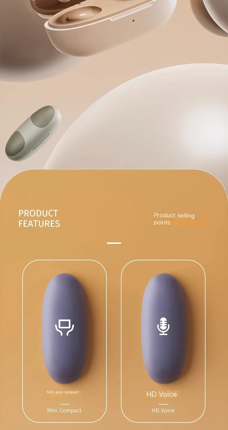 Invisible Mini Earphone Wireless Bluetooth 5.3 Noise Cancellation Painless Sleep Earphone TWS Lightweight Hifi Sports Headphone