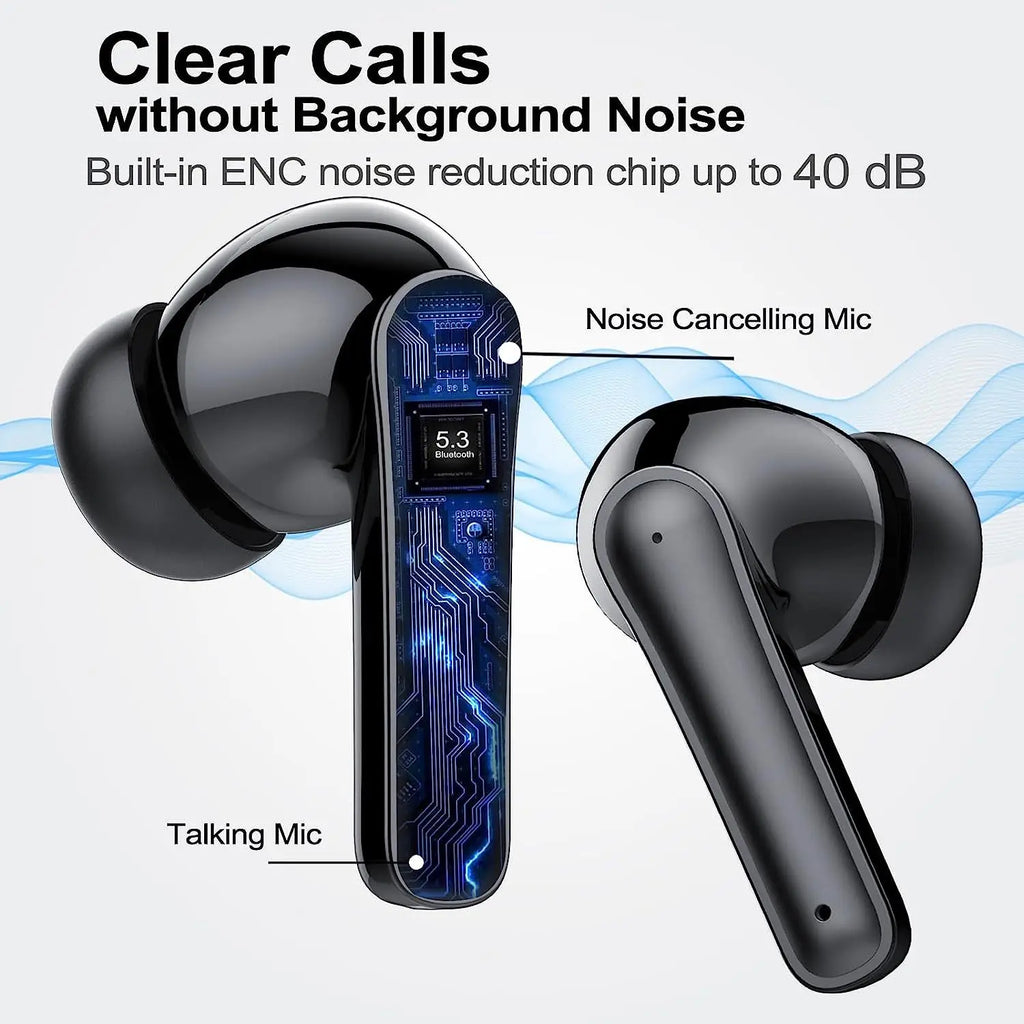 Original Bluetooth Wireless Earbuds ENC Noise Cancelling Mic 36H Playtime Deep Bass Stereo Sound IP7 Waterproof LED Display