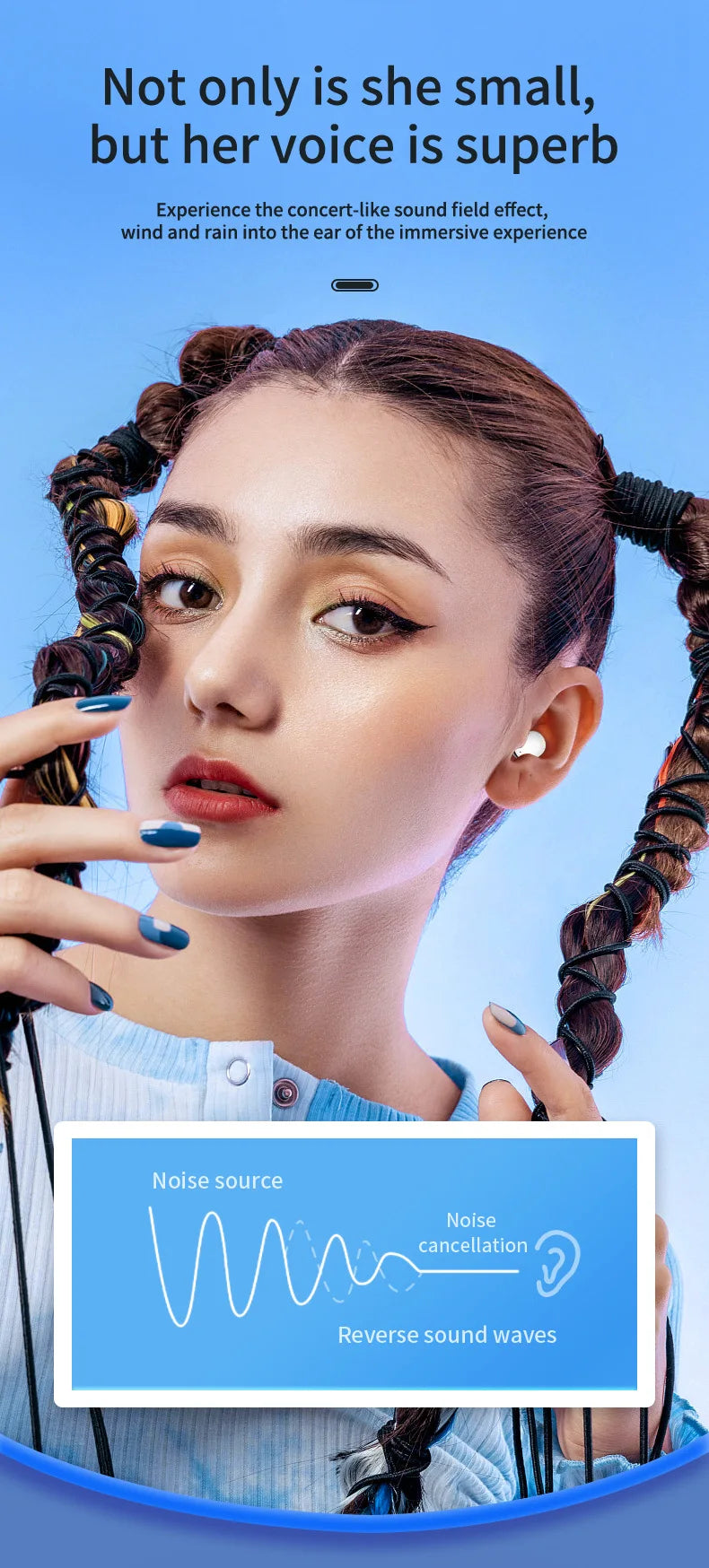 Mini Invisible Wireless Earphone TWS Bluetooth 5.3 Sleep Headphone Hidden Earbuds Waterproof Noise Reduction HiFi Sports Headset