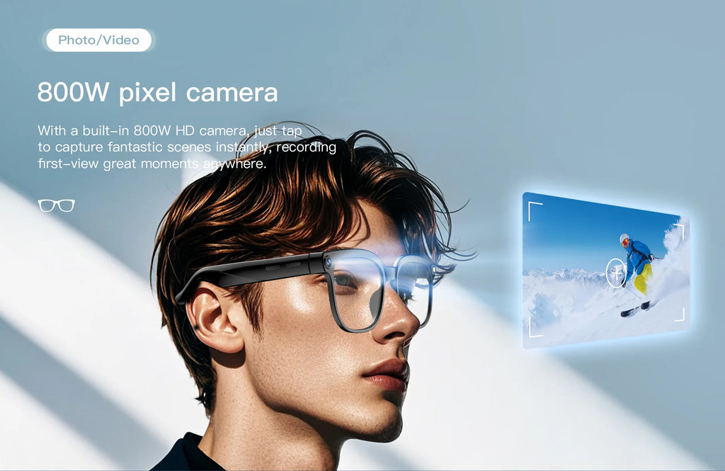 Smart Glasses 800W HD Camera Video Simultaneous Interpretation Bluetooth Call Outdoor Sport AI Smart SunGlasses For Mens Women
