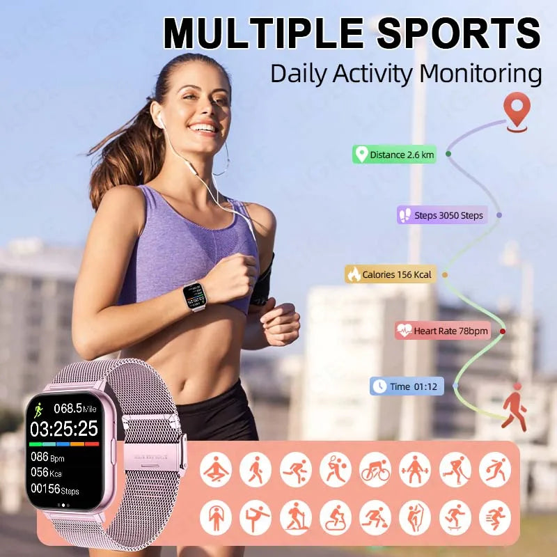 LIGE Digital Watches Women Smart Watch Men 1.83" Full Touch Screen Fitness Tracker Bluetooth Call Smartwatches for Android iOS