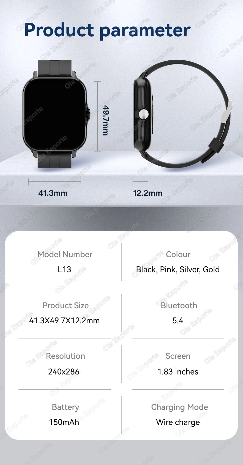 New Smart Watch Android IOS Phone 2.01'' Inch Color Screen Bluetooth Calls Blood Oxygen Monitor smartwatch For Women Men Gifts