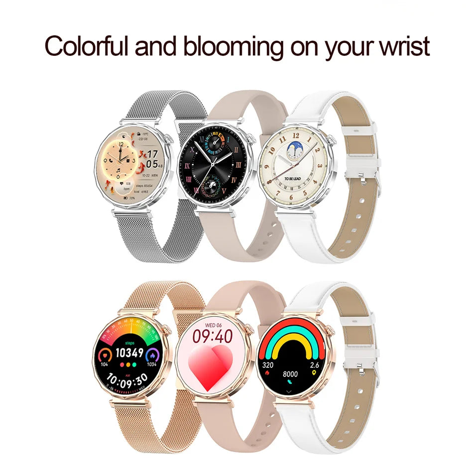 Bluetooth Call Smartwatches Ladies AMOLED HD Screen Heart Rate Monitor Bluetooth Call IP68 Waterproof Smart Watch 2025 New