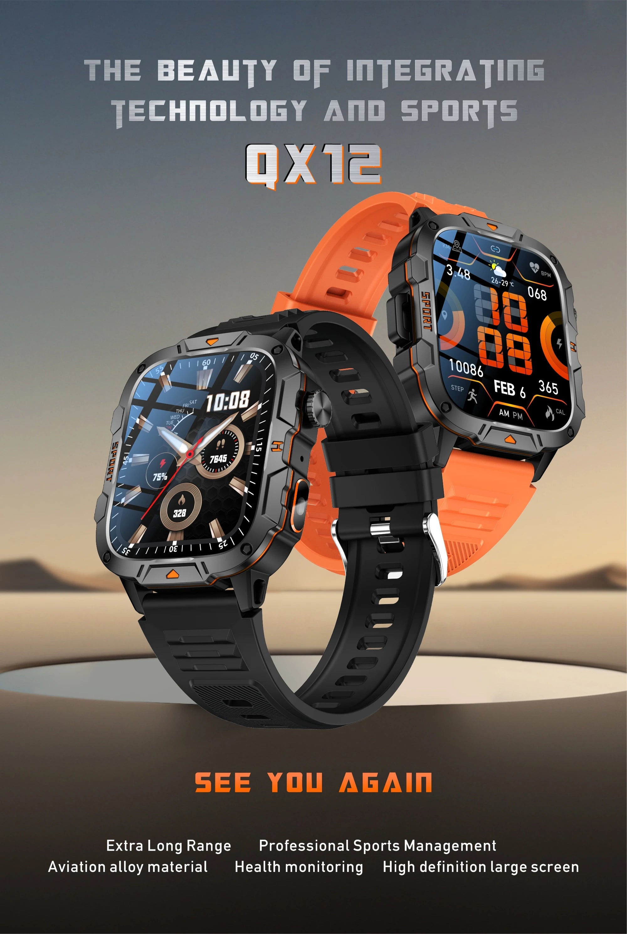 2025 New Military Grade Smart Watch Men 1.96" AMOLED Screen 5ATM Waterproof Simming Sports Fitness Tracker BT Call Smartwatches