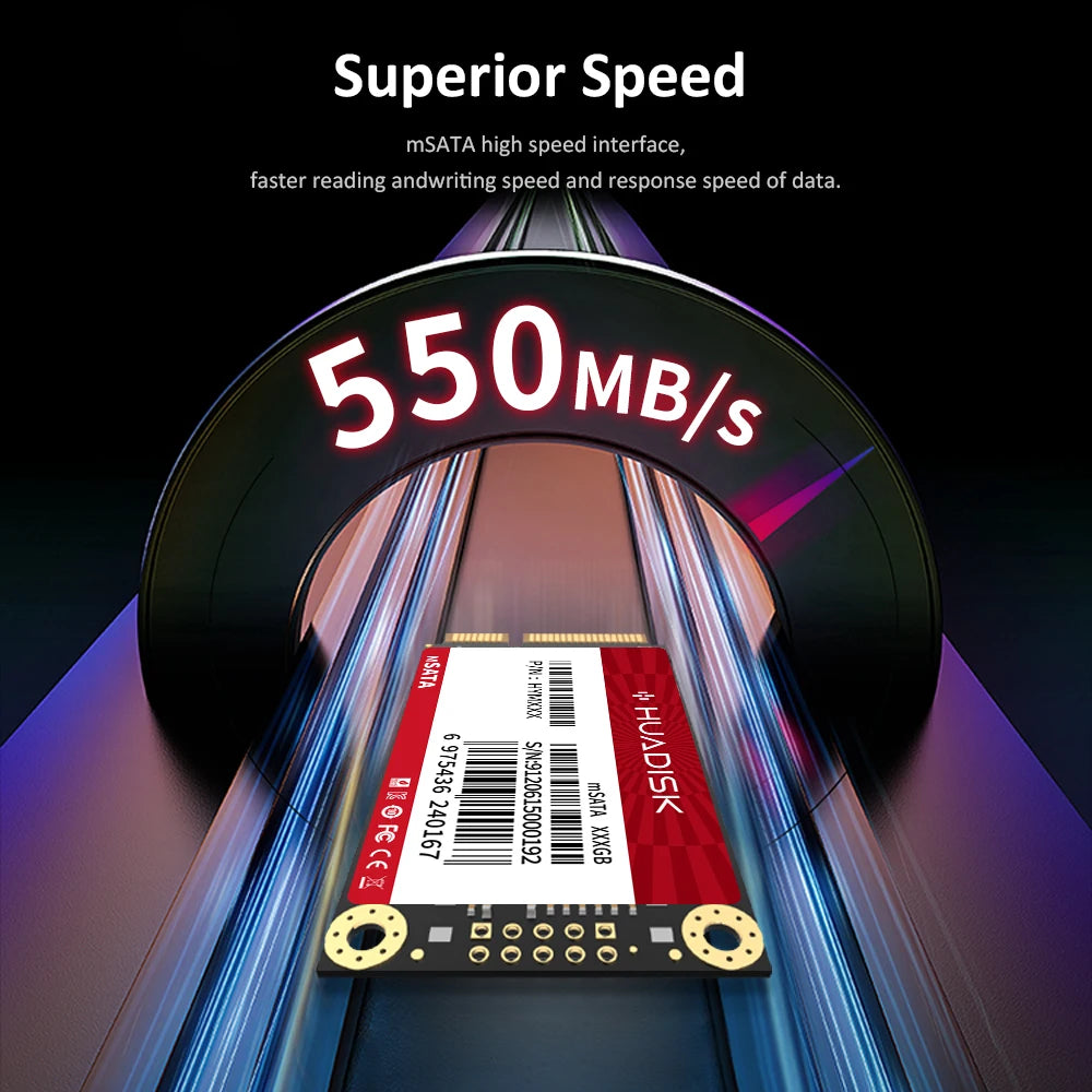 HUADISK Internal Solid State Drive MINI SATA3.0 128GB 256GB 512GB 1TB MSATA SSD Solid State Hard Drive For Desktop