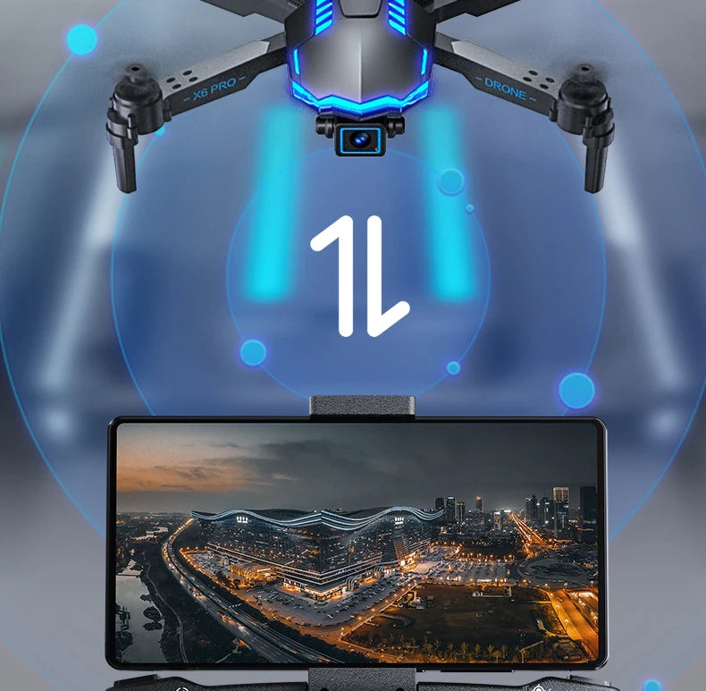 X6Pro Mini Drone 4K Professional HD Camera with Large Screen 2.4G WIFI FPV Dron Brushless Optical Flow Hover Folding Quadcopter