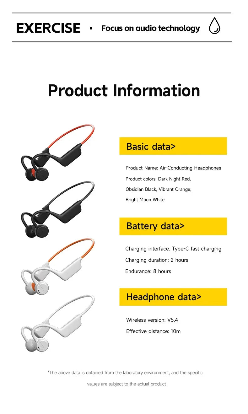 Bone Conduction Headset Wireless Swimming Sports Headphone IPX8 Bluetooth 5.4 With Mic Waterproof Exercise Fitness 2026 NEW