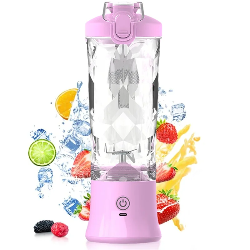 B59B-Portable Blender, Personal Juicer Machine, 600Ml Juice Machine USB Rechargeable, Compact & Leak-Proof