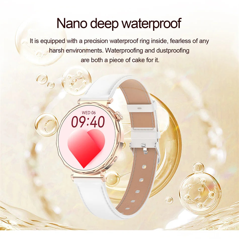 Bluetooth Call Smartwatches Ladies AMOLED HD Screen Heart Rate Monitor Bluetooth Call IP68 Waterproof Smart Watch 2025 New