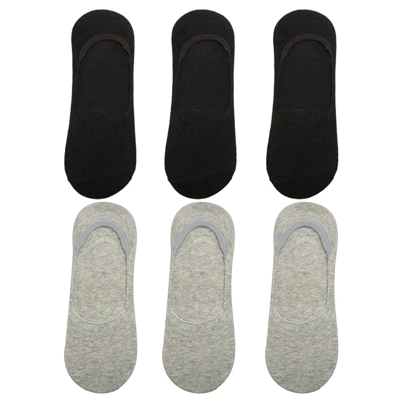 6 Pairs/Lot Men's Bamboo Breathable Invisible Socks Low Cut Casual Cotton Boat Non-Slip No Show High Quality Sock