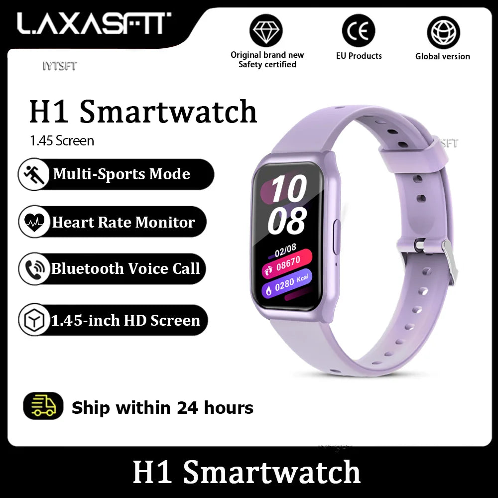 LAXASFIT New 1.45" HD Screen Smartwatch Men Women Bluetooth Call Voice Sport Fitness Tracker Smart Watch For Android IOS