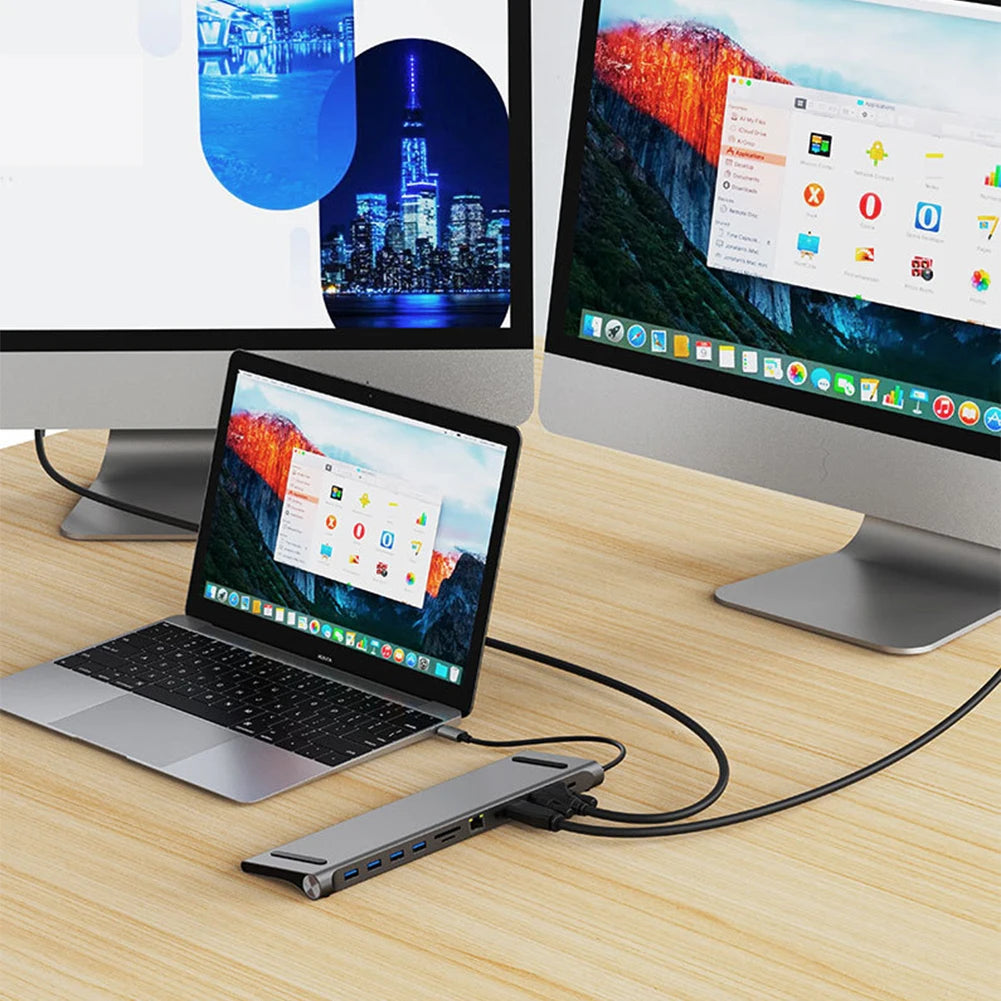11 in 1 USB C Docking Station 100W PD SD/TF Audio Type C Hub 1* USB 3.0 3*USB2.0 for MacBook Pro/Air Dell HP Surface Lenovo ASUS
