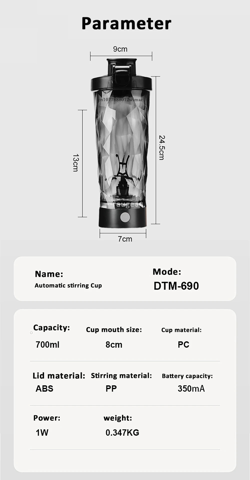 Portable Protein Shaker Cup for Gym Running Mixing Cup USB Rechargeable Automatic Mixing Mug Protein Powder Milk Coffee Mixer