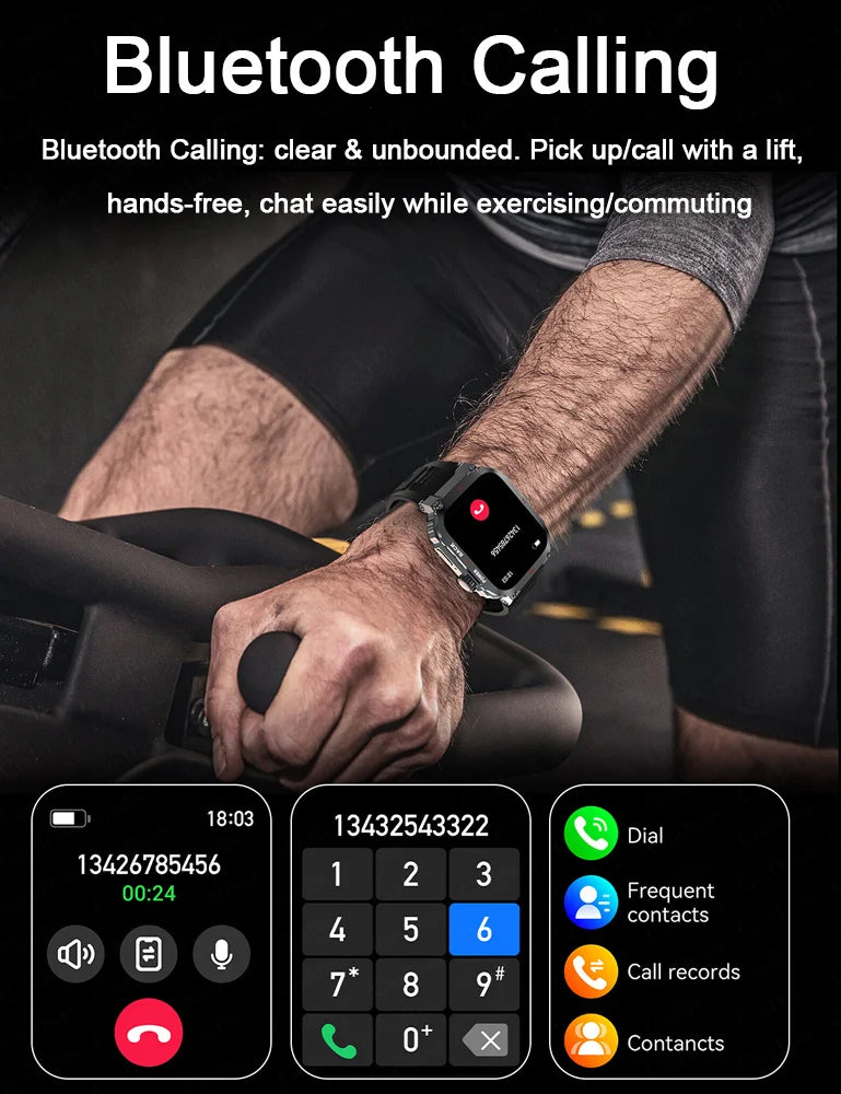 Outdoor Military Smartwatch Men GPS Sports Android iOS 1.91-inch Touch Screen Bluetooth Call Waterproof Smart Watch Android IOS