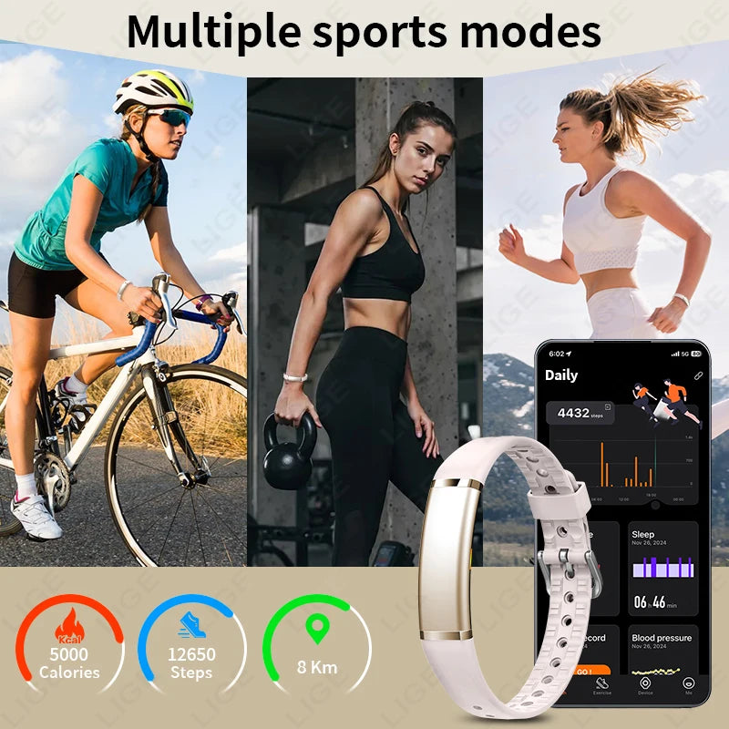 LIGE No Screen Smart Bracelet Blood Oxygen Health Monitor Watches Waterproof Sports Fitness Women's Smart Watch for Android ios