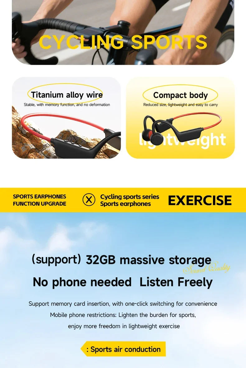 Bone Conduction Headset Wireless Swimming Sports Headphone IPX8 Bluetooth 5.4 With Mic Waterproof Exercise Fitness 2026 NEW