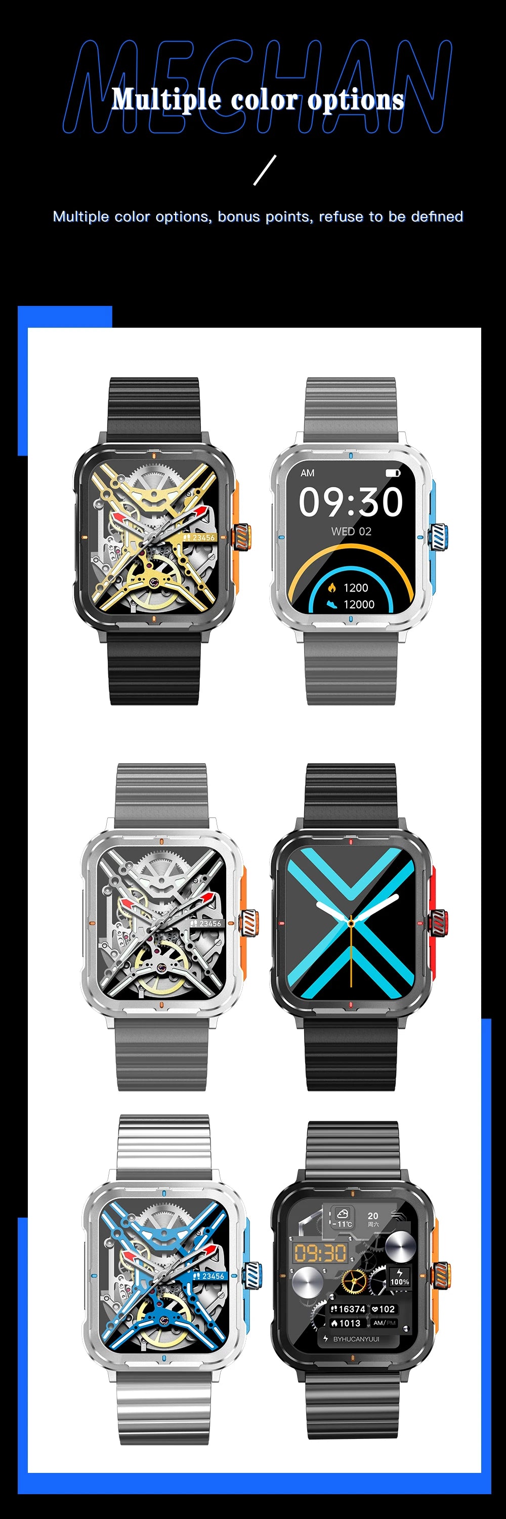 D09 Smartwatch 1.83inches IPS HD 240x285 Full Touch Screen 128MB RAM Bluetooth 5.0 IP67 Waterproof Fitness Android Watch