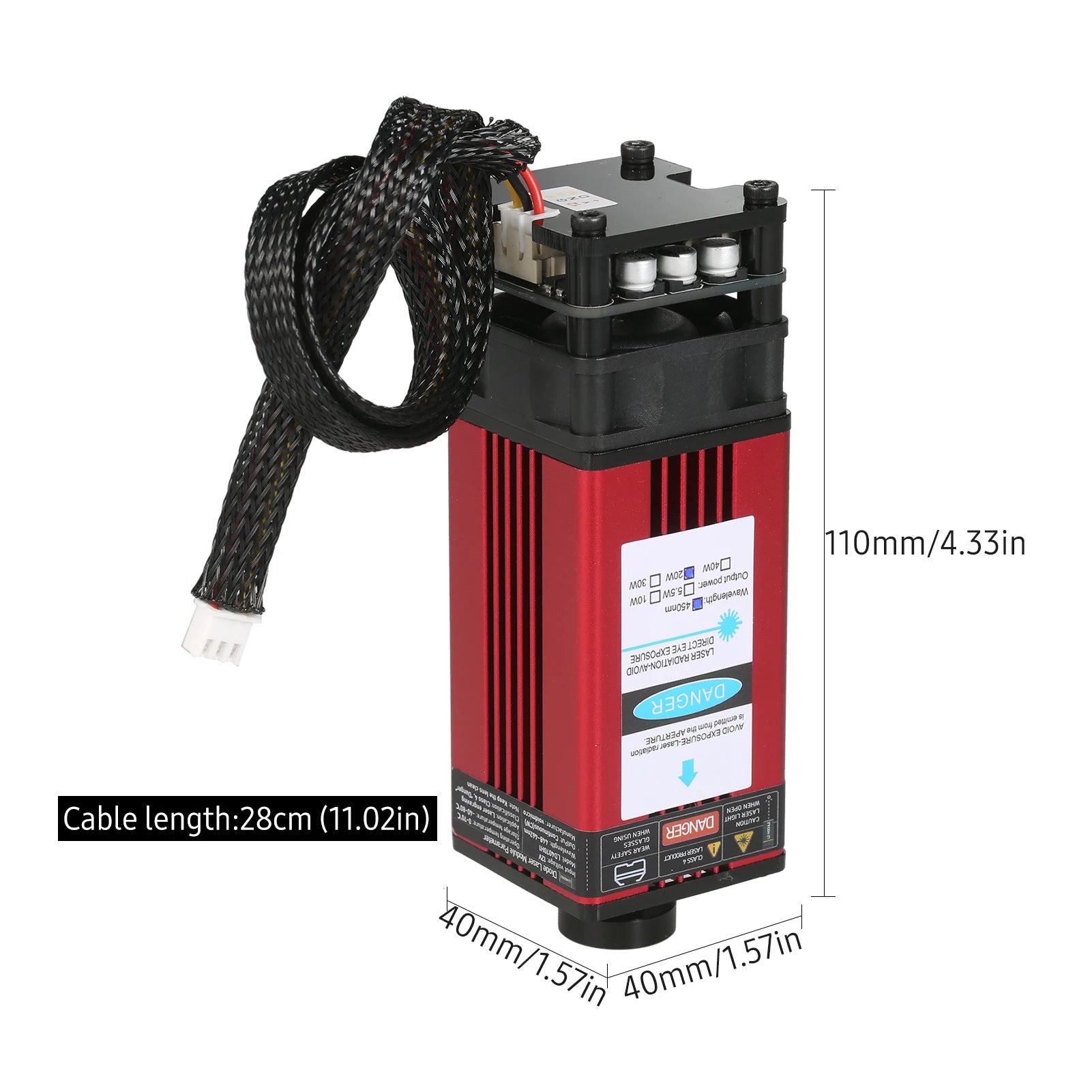 Laser Module 450nm Engraving Laser Head Adjustable Length High Precision Engraving for Laser Engraving Machine CNC Router