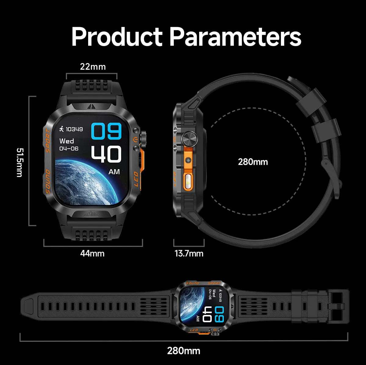 New Smart Bracelet Watch Bluetooth Call Heart Rate Blood Oxygen Pressure Weather Phyiological Cycle Sports Tracker