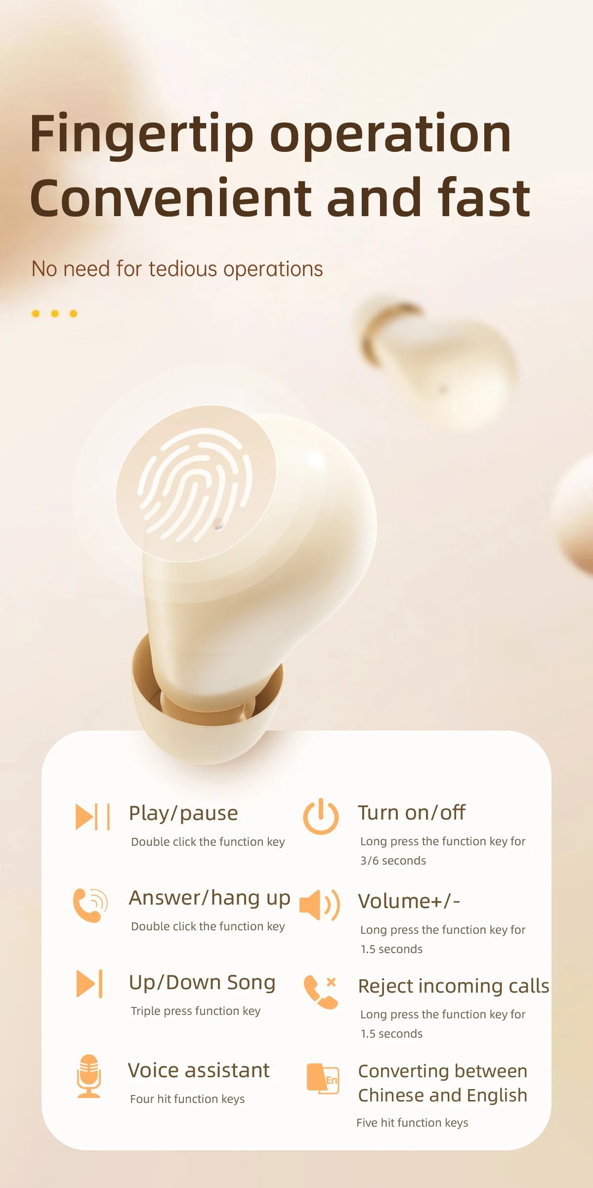 Mini Headphones Wireless Bluetooth Earphones 5.4 TWS In Ear Invisible Headsets HIFI Bass Sleep Earbuds Noise Reduction Earphone