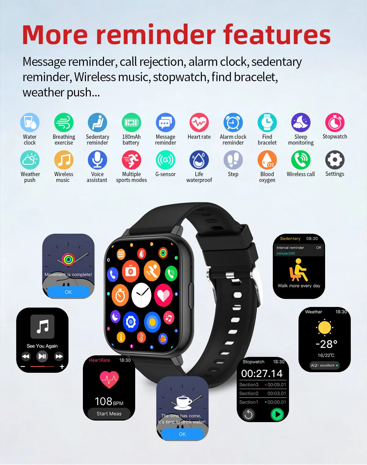 LIGE 1.83" HD Screen Smartwatch Fitness Health Monitor 2026 New Bluetooth Call Waterproof Call Reminder Smart Watch Men Women