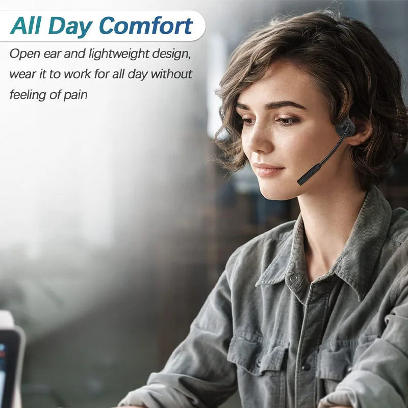 Bone Conduction Earphones Wireless Bluetooth Headset Fast Charge Sports Gaming Headphones with Dual CVC8.0 Noise-canceling Mic