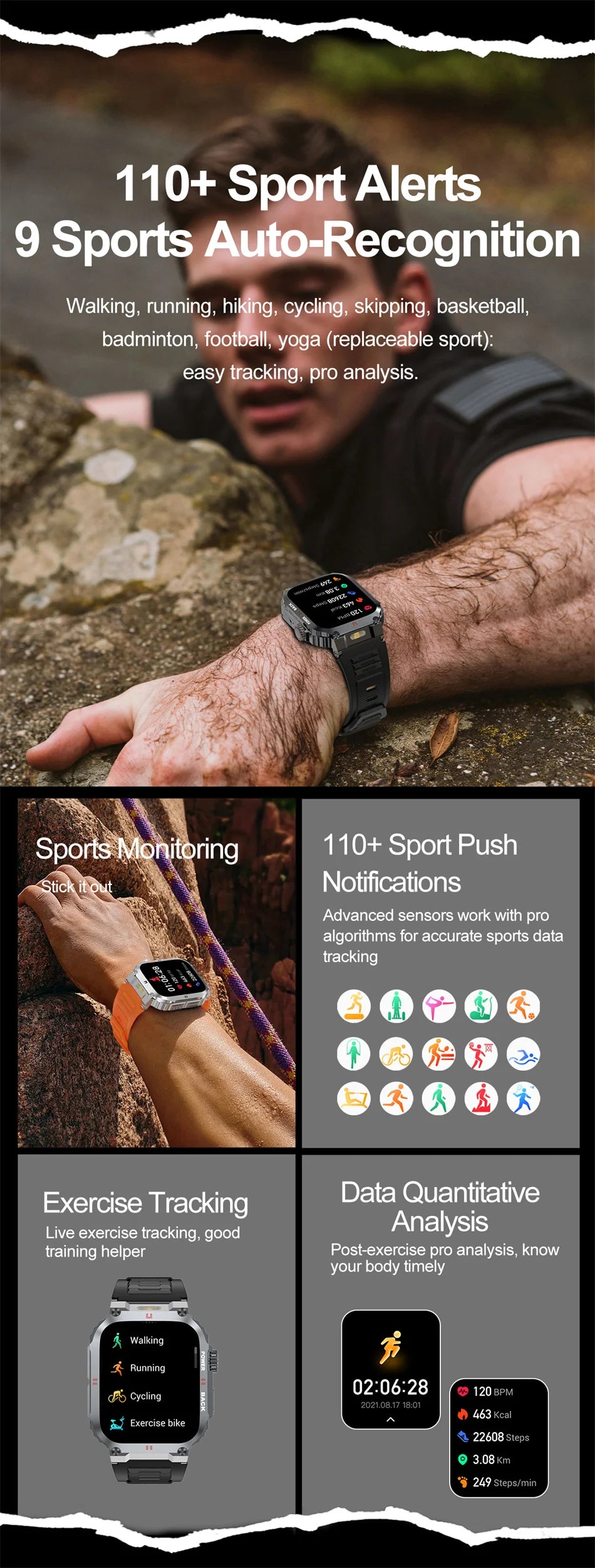 Outdoor Military Smartwatch Men GPS Sports Android iOS 1.91-inch Touch Screen Bluetooth Call Waterproof Smart Watch Android IOS