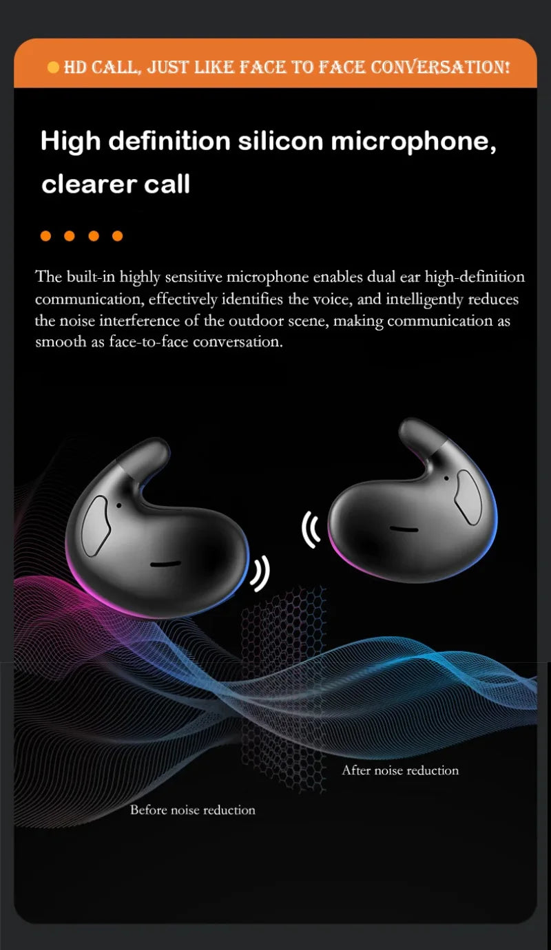 Mini Sleep Invisible Headset Ipx5 Waterproof Wireless Bluetooth Earphone Earbuds With Mic For Phone Bluetooth 5.3 Headphones