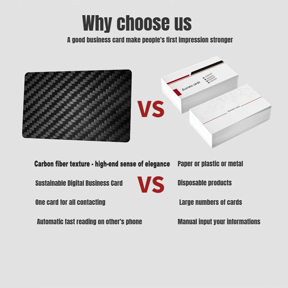 5Pcs NFC Carbon Fiber Card NFC Business Card Fast Reading Ntag 215 Smart Name Card Digital Business Card Social Recognition Card
