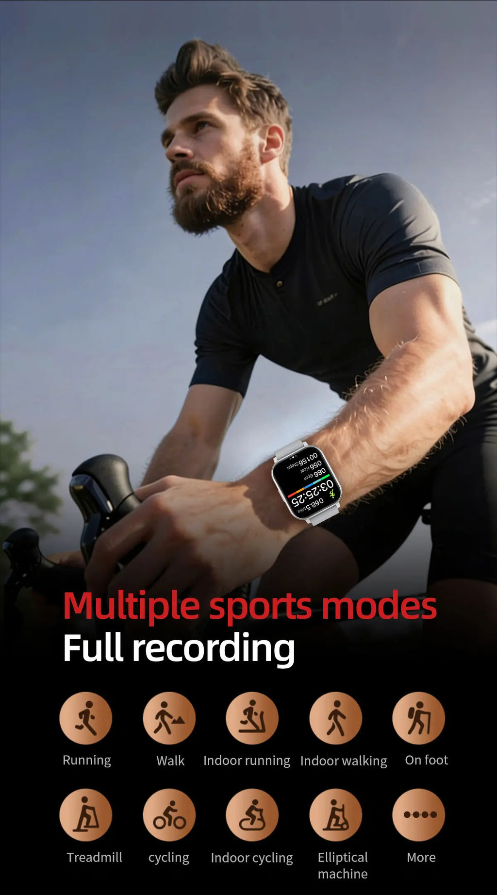 LIGE 1.83" HD Screen Smartwatch Fitness Health Monitor 2026 New Bluetooth Call Waterproof Call Reminder Smart Watch Men Women