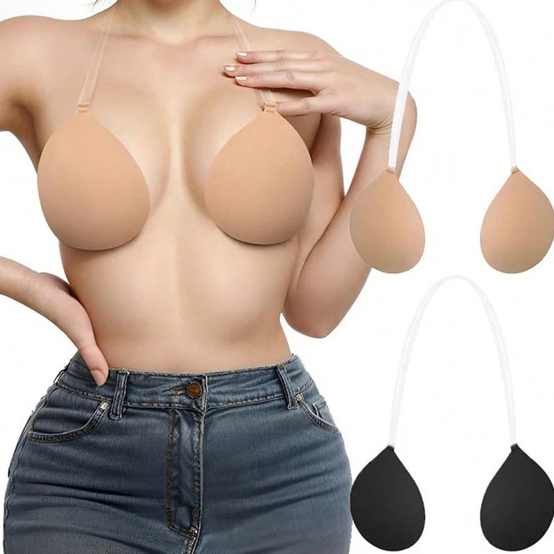 Invisible Bra With Straps Non-Slip Style Lift Enhance Bust Strapless Push Up Anti-convex Bra Women's Lingerie Underwear Access