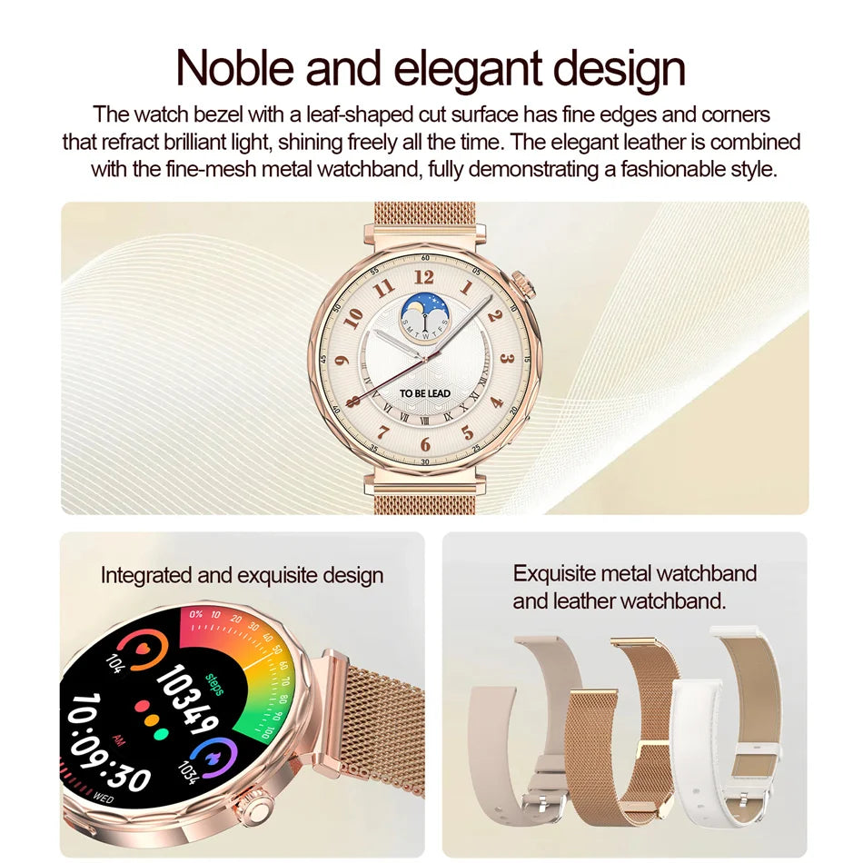 Bluetooth Call Smartwatches Ladies AMOLED HD Screen Heart Rate Monitor Bluetooth Call IP68 Waterproof Smart Watch 2025 New