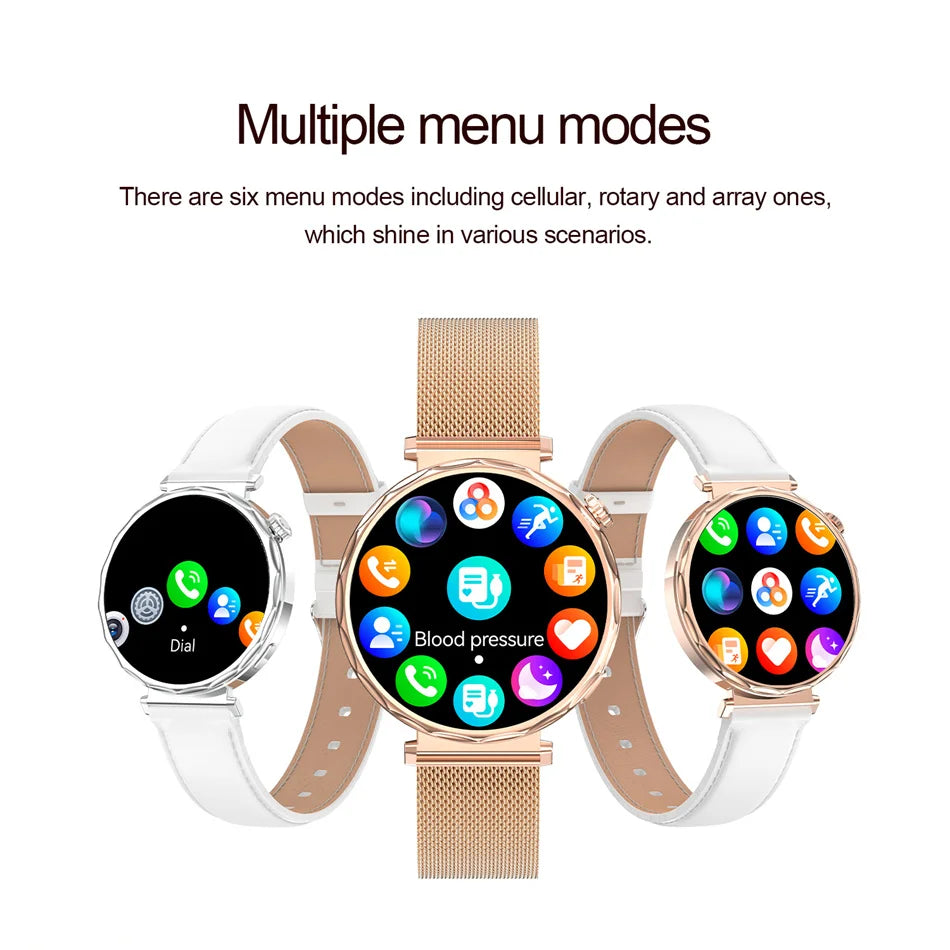 Bluetooth Call Smartwatches Ladies AMOLED HD Screen Heart Rate Monitor Bluetooth Call IP68 Waterproof Smart Watch 2025 New