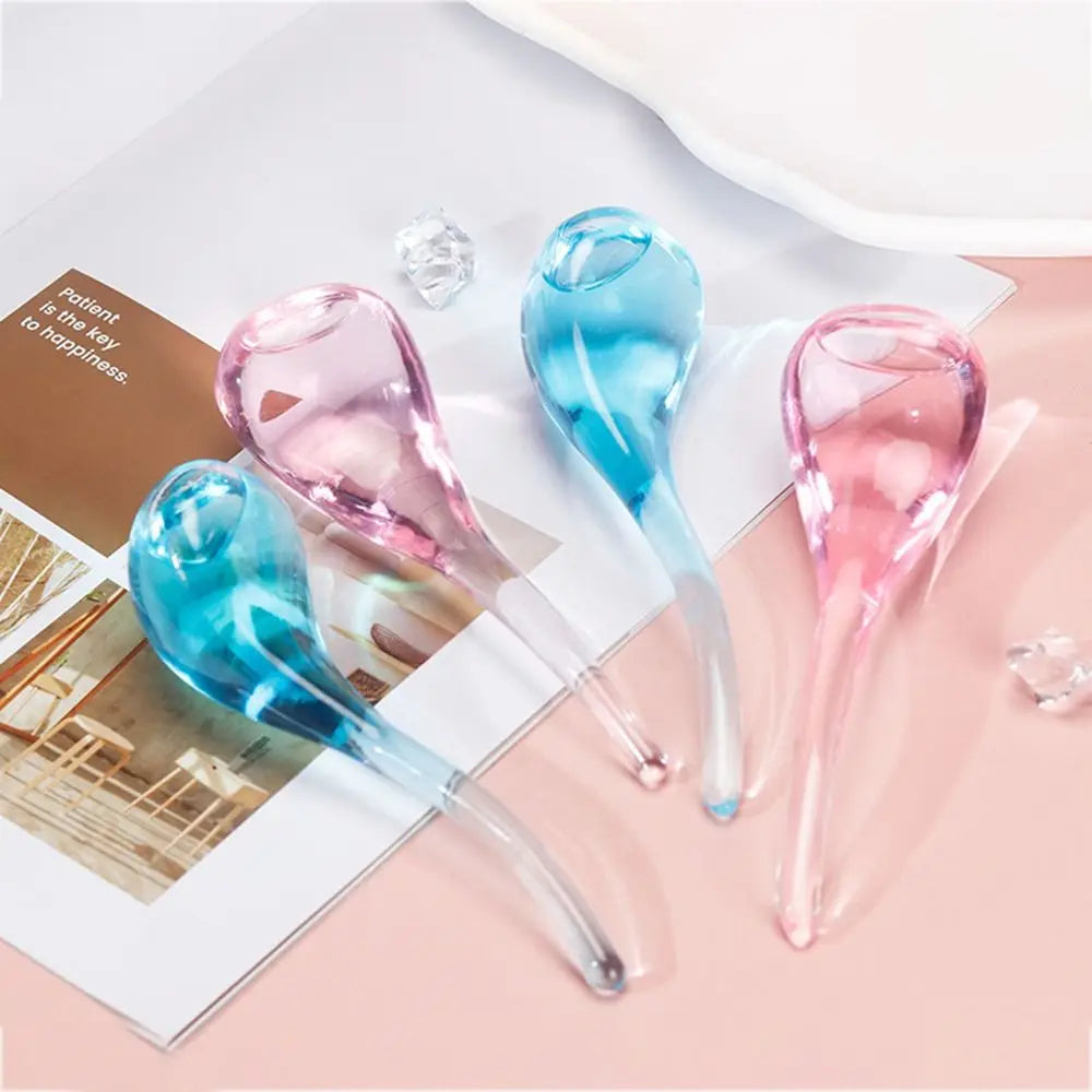 Glass Facial Massager Reusable Reduce Puffiness Skin Care Tools Portable with Glitter Powder Freezer Ice Globes Tool