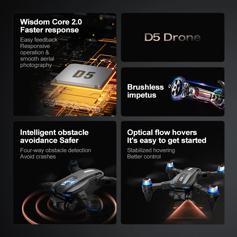 Lenovo D5 Drone 8K Aerial HD Dual Camera Photography Intelligent Obstacle Avoidance Brushless Power 5G WIFI GPS Return Drone