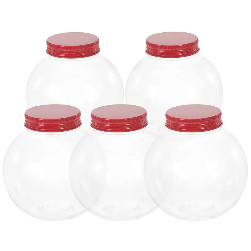 5pcs 500ml Christmas Candy Jar Ball Shaped Candy Cookie Snack Chocolate Packing Bottle Container New Year Decoration