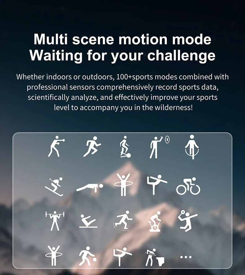 Outdoor Military Rugged Smartwatch Men Full Screen Touch 24 Hours Heart Rate 100+ Sports Mode Bluetooth Call Smartwatch
