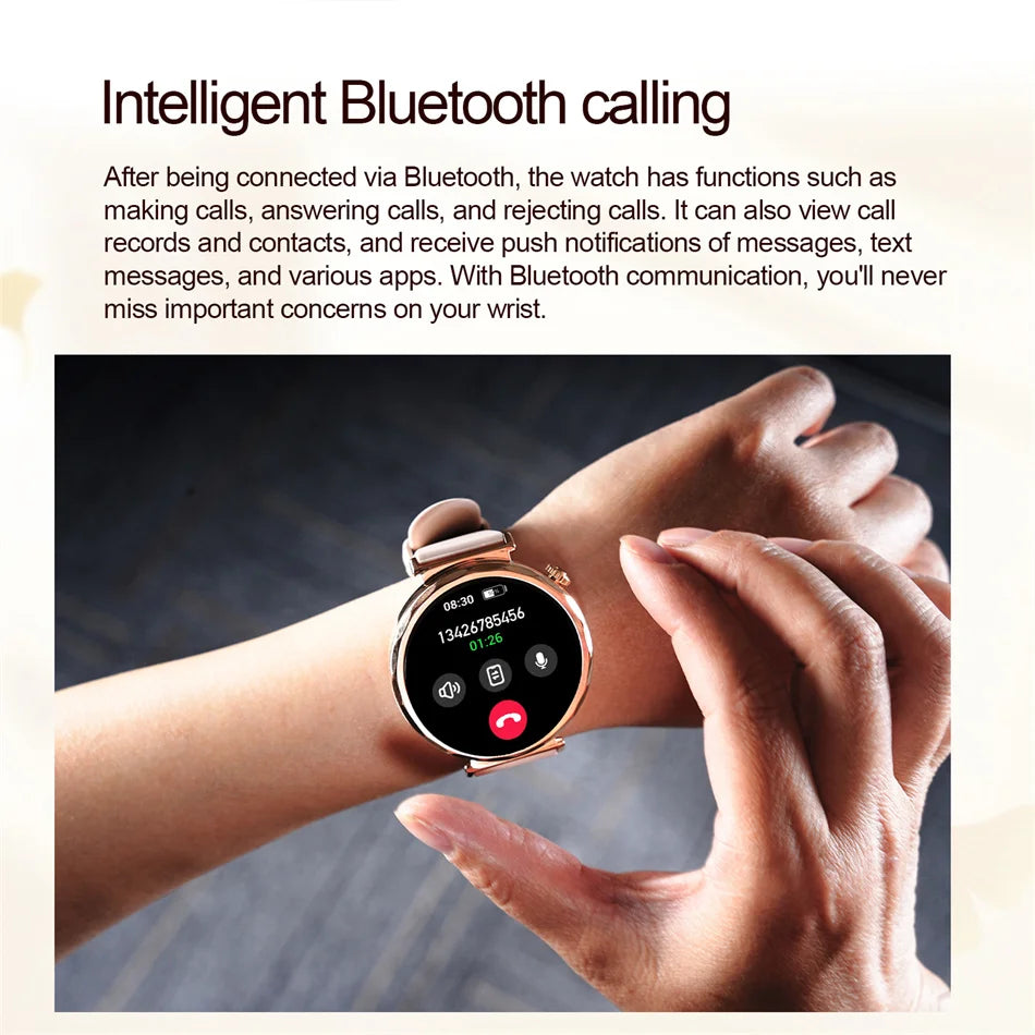 Bluetooth Call Smartwatches Ladies AMOLED HD Screen Heart Rate Monitor Bluetooth Call IP68 Waterproof Smart Watch 2025 New